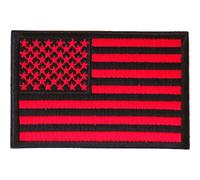 Red Black American Flag Patch - 3x2 inch. Embroidered Iron on Patch