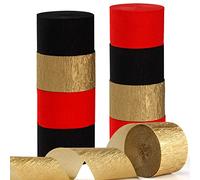 Red-Black Gold Casino-Theme Party-Decorations Streamers - 9 Rolls Graduation Wedding Birthday Baby Bridal Shower Crepe Tissue Paper Streamer Garland Decor Panduola