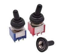 Red Blue Mini Locking Toggle Switch ON OFF ON 2 3 Position MTS102 103 202 203 302 303 402 403 With Cap 1Pcs(3 Pins Blue No Cap)
