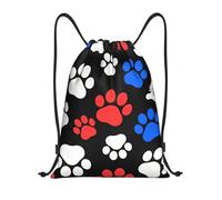 Red Blue White Dogs And Cats Paws Borsa Palestra Sacca con Cordoncino Pieghevole Regolabile Borsa con Coulisse per Viaggi Vita Quotidiana Spiaggia 36X42Cm