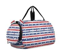 Red Blue White Stripes White Stars Gym Duffel Bag con scomparto per scarpe leggero ginnastica borsa sportiva per la pratica scolastica, sport, viaggi bolsos deportivos para mujer