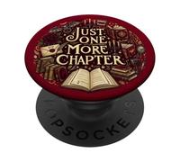 Red Bookish Just One More Chapter Book Reading Horror PopSockets PopGrip Adesivo