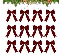 Red Bow Tie, Christmas Wreath Bows, 12 pezzi Rustic Cute Decoration for Festival Home Gathering Party Window Party Holiday Wedding Activities Wall