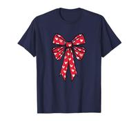 Red Bow with Hearts Pattern Coquette Aesthetic Girl Women Maglietta