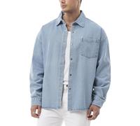 RED BRIDGE by Spruce - Overshirt in Denim Oversize - Camicia in Jeans con Bottoni a Pressione e Tasca sul Petto - vestibilità Oversize per Tempo Libero & Streetwear Blu Chiaro L