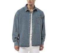 RED BRIDGE by Spruce - Overshirt in Denim Oversize - Camicia in Jeans con Bottoni a Pressione e Tasca sul Petto - vestibilità Oversize per Tempo Libero & Streetwear Blu L