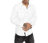 RED BRIDGE Camicia a Jeans da Uomo Stile Casual Denim Cotone Bianco L