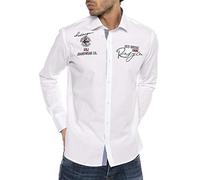 RED BRIDGE Camicia a Maniche Lunghe Ricamata Moderna da Uomo Bianco