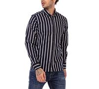 RED BRIDGE Camicia a Righe da Uomo in Cotone a Maniche Lunghe Blu L
