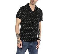 RED BRIDGE Camicia Casual da Uomo a Manica Corta Tessuto Leggero Nero S