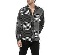 RED BRIDGE Camicia Casual da Uomo a Manica Lunga Tessuto Leggero Nero L