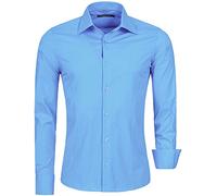 RED BRIDGE Camicia da Uomo a Manica Lunga Facile da Stirare Elegante Casual in Cotone Elasticizzata