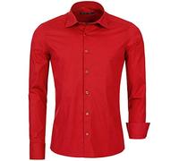 RED BRIDGE Camicia da Uomo a Manica Lunga Facile da Stirare Elegante Casual in Cotone Elasticizzata