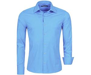 RED BRIDGE Camicia da Uomo a Manica Lunga Facile da Stirare Elegante Casual in Cotone Elasticizzata