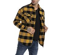 RED BRIDGE Camicia da Uomo Maglia Casual a Quadri Plaid Shirt Vintage Giallo-Nero M