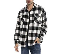 RED BRIDGE Camicia da Uomo Maglia Casual a Quadri Plaid Shirt Vintage Nero-Bianco XL