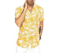 RED BRIDGE Camicia Hawaiana da Uomo a Manica Corta Design Aloha Gialla S