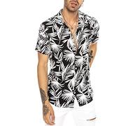 RED BRIDGE Camicia Hawaiana da Uomo a Manica Corta Design Aloha Nera M