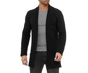 RED BRIDGE Cardigan da Uomo a Taglio Dritto e Lungo Nero