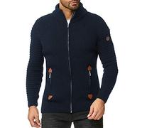 RED BRIDGE Cardigan da Uomo Maglione Felpa con Collo Alto Giacca Invernale con Cerniera Blu XL