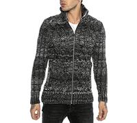 RED BRIDGE Cardigan da Uomo Maglione Felpa con Collo Alto Giacca Invernale con Cerniera Grigio Scuro M