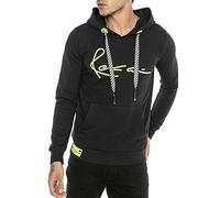 RED BRIDGE Felpa con Cappuccio da Uomo Maglia con Dettagli Fluo Design Neon Big Stitch Nero XL