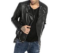 RED BRIDGE Giacca in finta pelle da uomo Giubbotto Manica lunga Similpelle Biker Casual Stile biker Nero XL