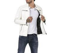 RED BRIDGE Giubbotto in finta pelle da uomo Giacca in stile biker trapuntata Pelle sintetica Bianco L