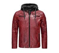 RED BRIDGE Giubbotto in pelle sintetica da uomo con cappuccio Giacca in similpelle Rosso S
