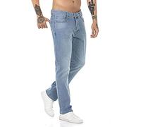 RED BRIDGE Jeans da Uomo Pantaloni Denim Stile Straight Cut Blu Chiaro W31L34