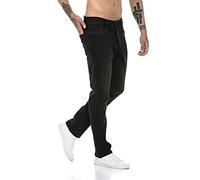 RED BRIDGE Jeans da Uomo Pantaloni Denim Stile Straight Cut Nero W40L34