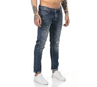 RED BRIDGE Jeans da Uomo Pantaloni Denim Stile Used Destroyed Blu Scuro W31L32