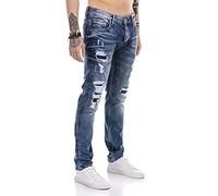 RED BRIDGE Jeans da Uomo Pantaloni Denim Stile Used Destroyed Blu W30L34