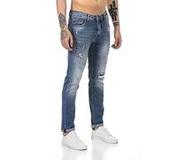 RED BRIDGE Jeans da Uomo Pantaloni Denim Stile Used Destroyed Blu W31L32