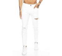 RED BRIDGE Jeans da Uomo Strappato Design Destroyed Cotone Denim Bianco W31L32