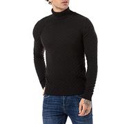 RED BRIDGE Maglia a Collo Alto da Uomo Dolcevita Maglione Nero L