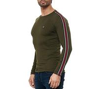 RED BRIDGE Maglia a Costine da Uomo Maglietta a Manica Lunga Slim Fit Basic Premium Verde L