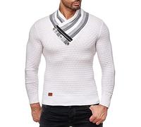 RED BRIDGE Maglia da Uomo con Collo a Scialle Maglione Maglioncino Cotone Casual Manica Lunga Bianco M