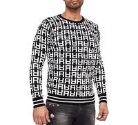 RED BRIDGE Maglione da Uomo Felpa Lavorata a Maglia in Cotone Design Allover R Nero S