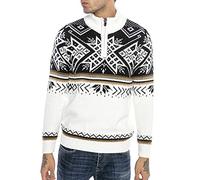 RED BRIDGE Maglione da Uomo Stile Norvegese Pullover con Collo Alto in Cotone Bianco S