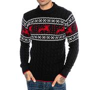 RED BRIDGE Maglione da Uomo Stile Norvegese Pullover con Collo Alto in Cotone Slim Fit Plait Reindeer