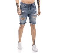 RED BRIDGE Pantaloncini a Jeans da Uomo Pantalone Corto Denim con Tasche Destroyed Look Blu W31