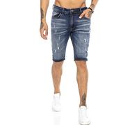 RED BRIDGE Pantaloncino a Jeans da Uomo Stile Destroyed Look Usato in Cotone Blu W29