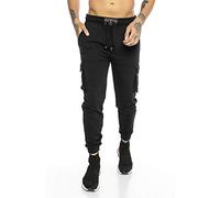 RED BRIDGE Pantalone da Tuta Joggers Sweat-Pants Stile Cargo Premium Silver Skull Nero XL