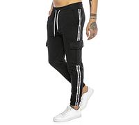 RED BRIDGE Pantalone da Tuta Uomo Joggers Sweat-Pants Stile Cargo con Tasche Nero S