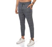 RED BRIDGE Pantalone da Uomo a Quadri con Vita Elastica Casual Grigio L