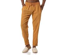 Red Bridge - Pantaloni da uomo in lino, per il tempo libero, alla caviglia, marrone chiaro, XL