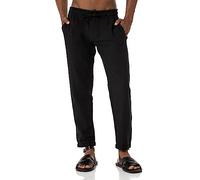 Red Bridge - Pantaloni da uomo in lino, per il tempo libero, alla caviglia, Nero , M