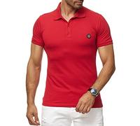 RED BRIDGE Polo da Uomo T-Shirt a Manica Corta in Cotone Stile Casual Rosso L