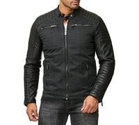 RED BRIDGE Redbridge R-41451W - Giacca da motociclista in ecopelle con cuciture trapuntate XS-5XL M6070 - Nero XXXL